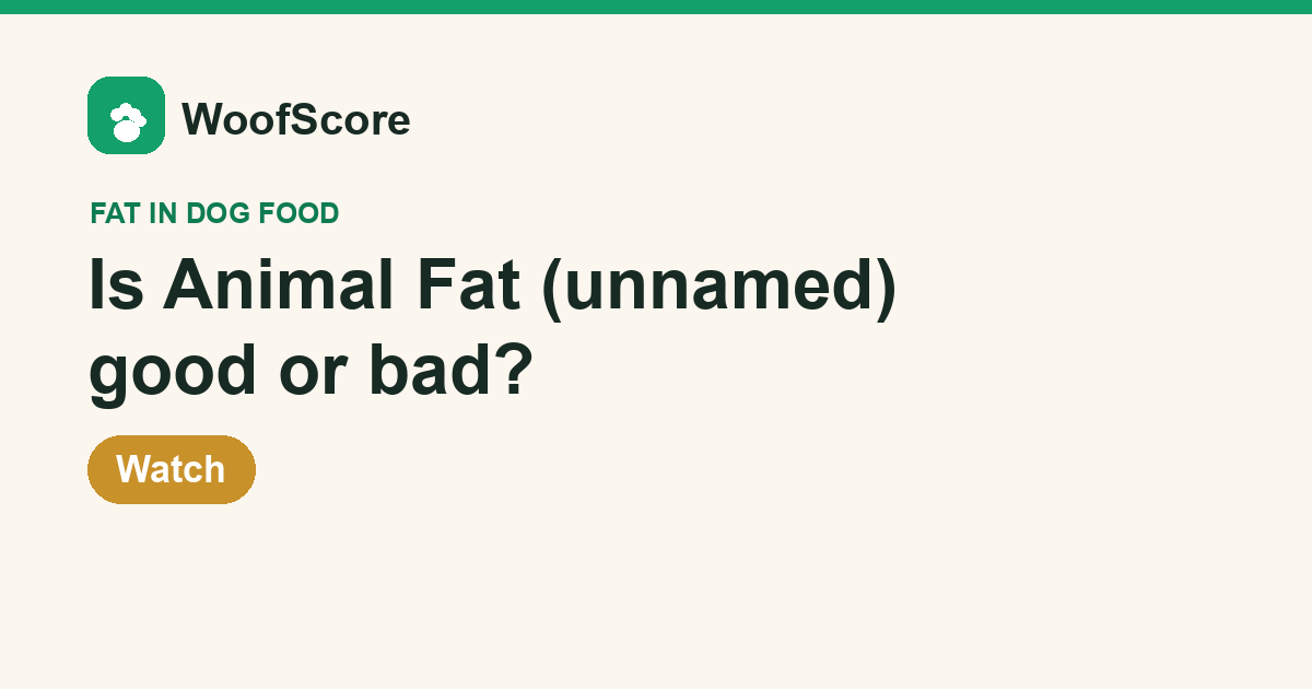 Is Animal Fat (unnamed) good or bad in dog food — WoofScore rating: Watch