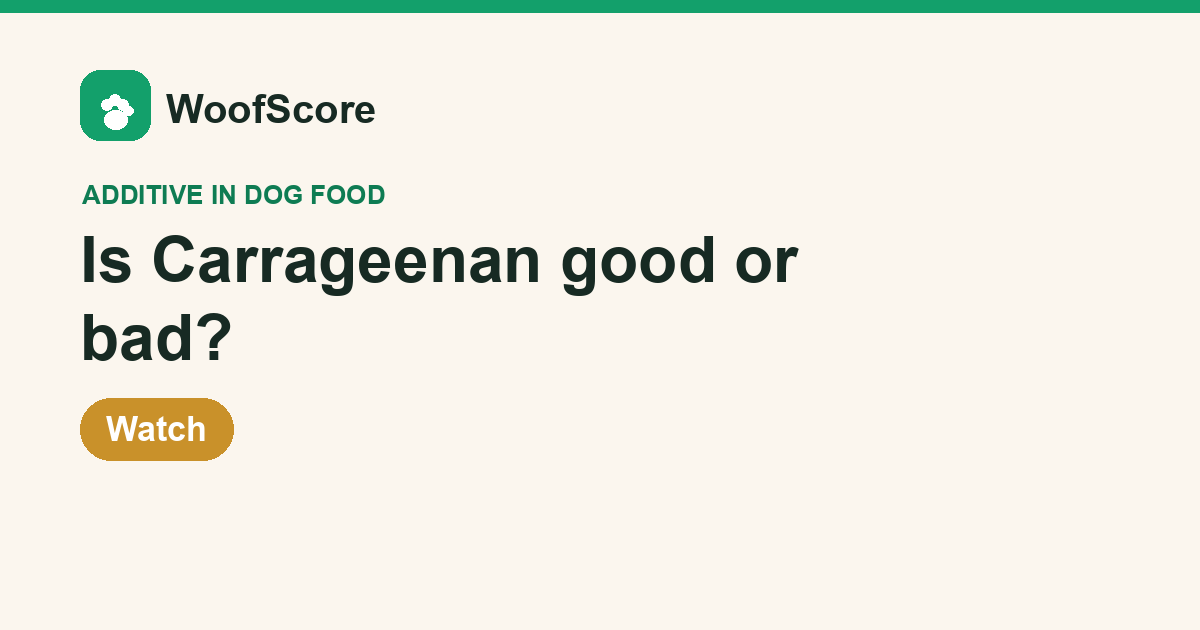 Is Carrageenan good or bad in dog food — WoofScore rating: Watch
