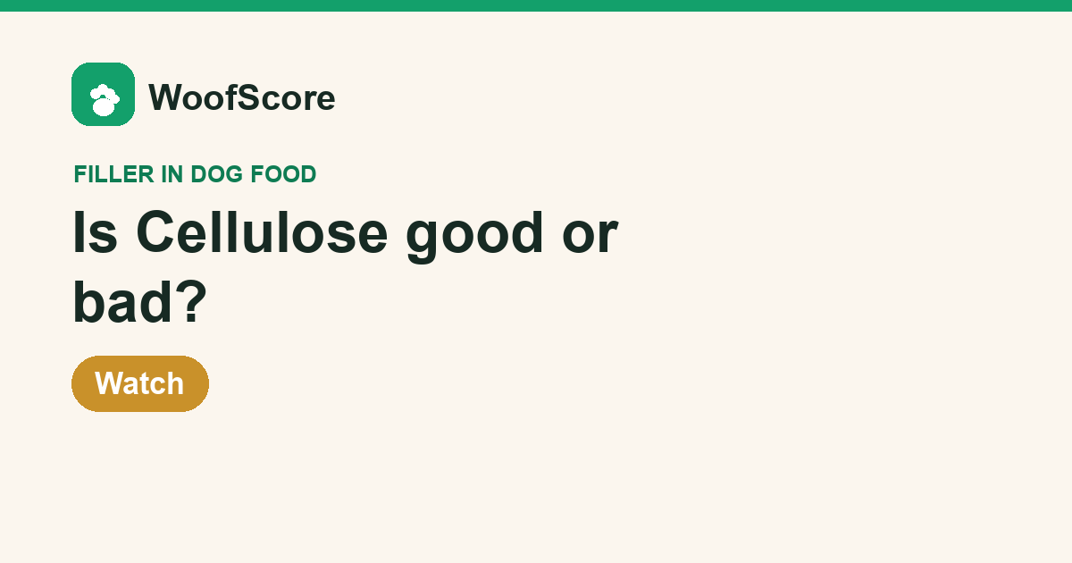 Is Cellulose good or bad in dog food — WoofScore rating: Watch