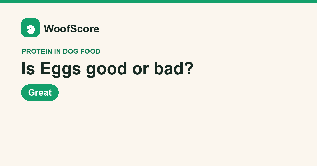 Is Eggs good or bad in dog food — WoofScore rating: Great
