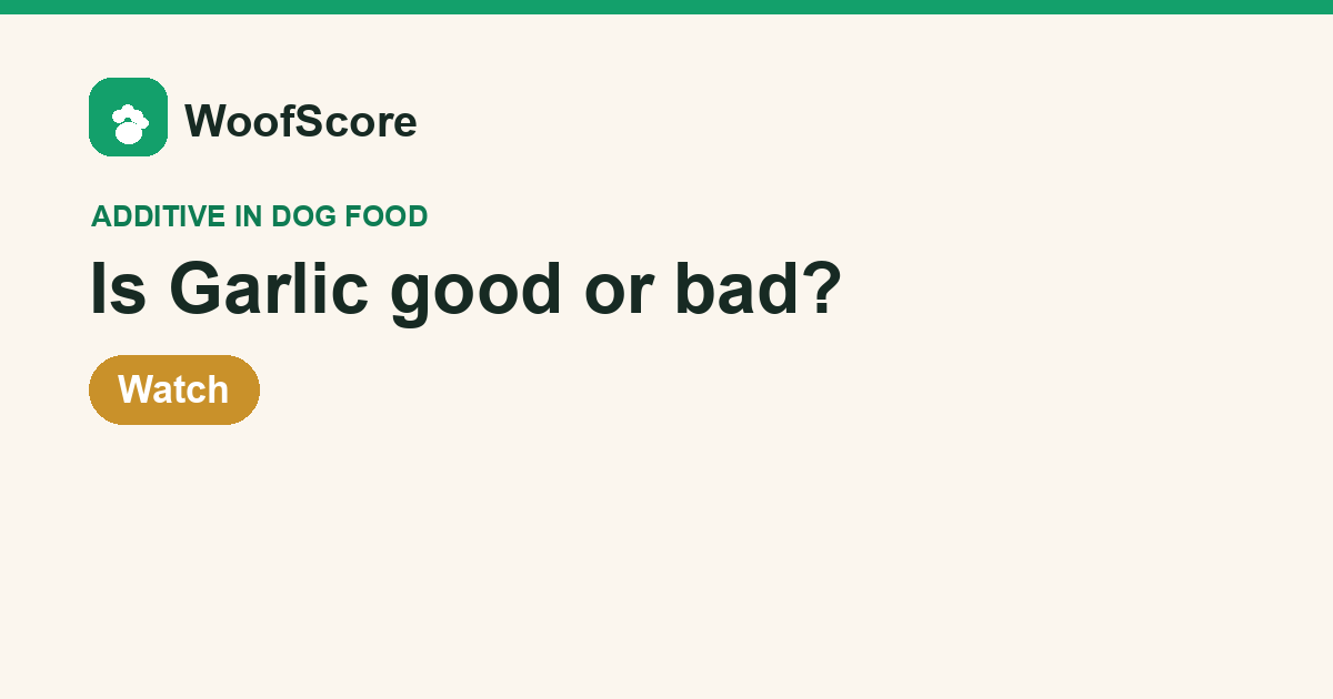 Is Garlic good or bad in dog food — WoofScore rating: Watch
