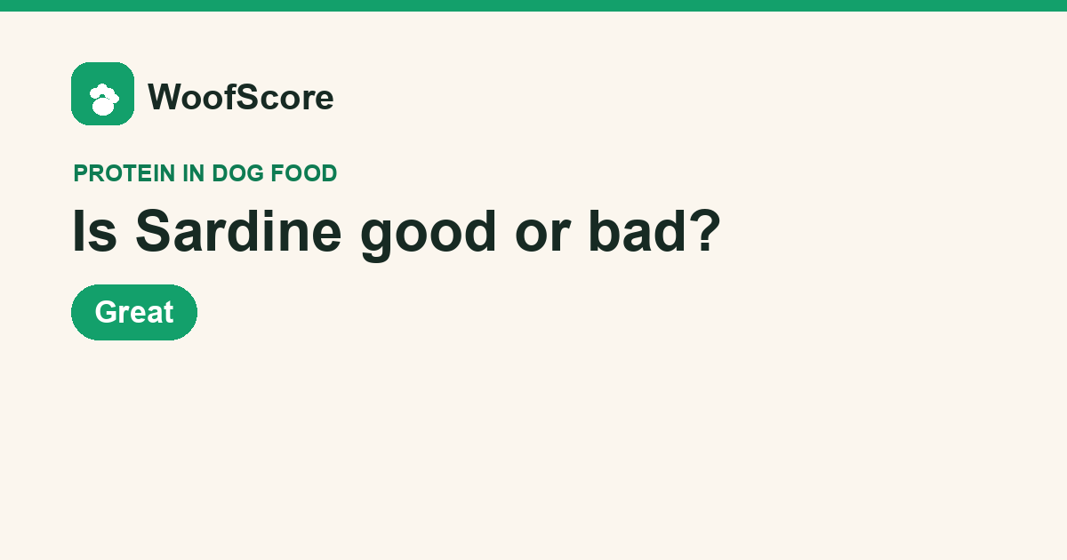 Is Sardine good or bad in dog food — WoofScore rating: Great