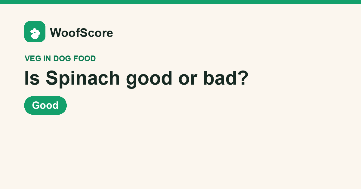 Is Spinach good or bad in dog food — WoofScore rating: Good