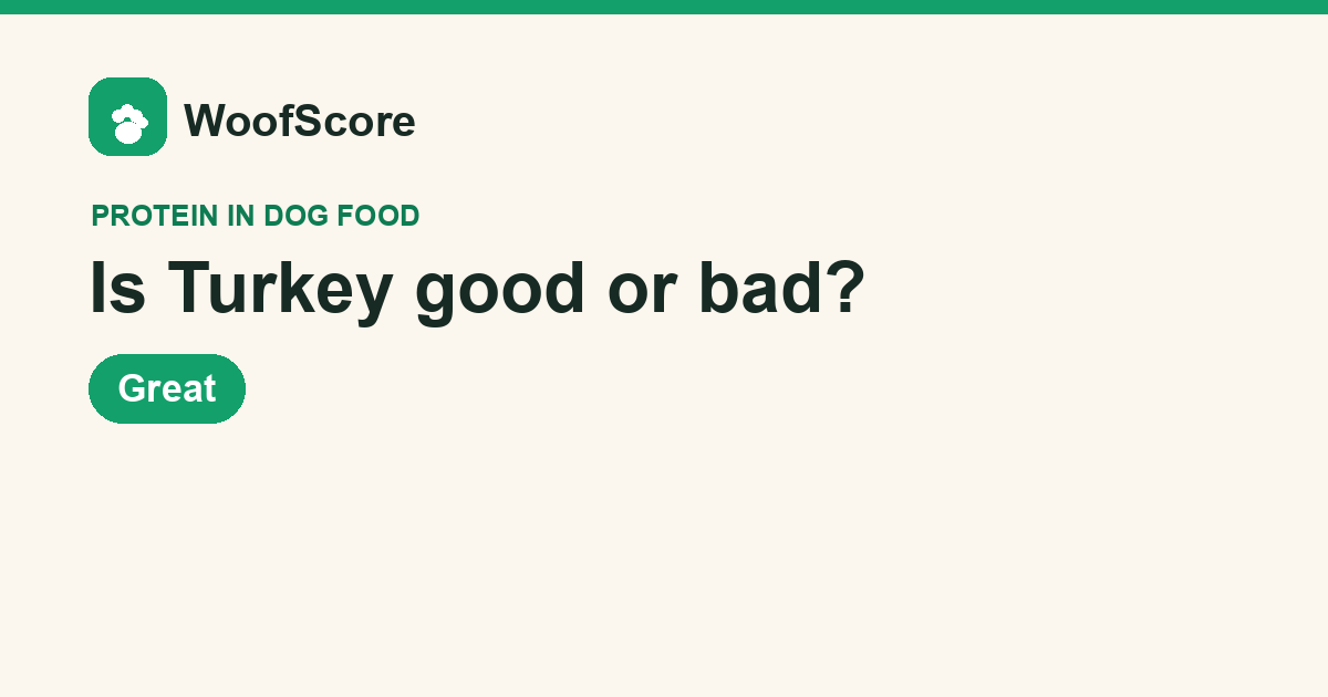 Is Turkey good or bad in dog food — WoofScore rating: Great